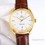 Swiss Copy Omega de Ville Tresor Master Chronometer 2834 Yellow Gold Leather Strap Watches